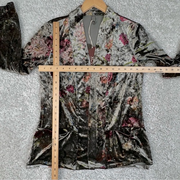 XCVI Floral Crushed Velvet Draping Cardigan. Boho Romantic whimsical fairy XS - Picture 9 of 11